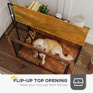 Cuccia per Cani Rettangolare Marrone Rustico con Tetto Apribile e 2 Porte per Cani di Taglia Grande, Stile da Esterno - Product Image 5
