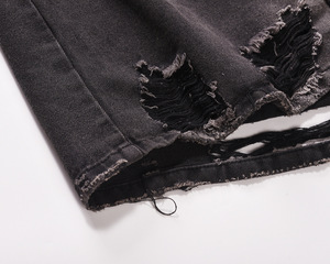 Stonefield Manufacturing Washed Hole Whisker Casual <b>Denim</b> Fabrics <b>Custom</b> <b>Denim</b> <b>Jacket</b> Stand Patchwork Hooded Men's <b>Jackets</b> - Product Image 2