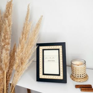 Handcrafted <b>Black</b> Wood Cane Webbing <b>Photo</b> <b>Frame</b> Rattan Mesh Picture <b>Frame</b> Tabletop Easel Stand Modern Boho Home Decor Art - Product Image 2