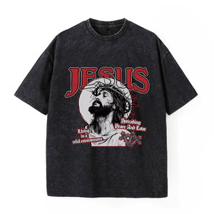 เสื้อยืดโอเวอร์ไซส์ผ้าฝ้ายออร์แกนิคแบบวินเทจ พิมพ์ลายกราฟิกพระเยซู แฟชั่นสตรีทแวร์ฤดูร้อน เนื้อผ้าหนา - Product Image 2