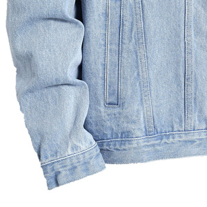 Veste en jean bleu clair pour homme, col rabattu décontracté, coupe classique, simple boutonnage, coton délavé, couleur unie, style printemps - Product Image 5