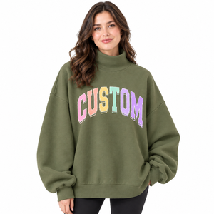 Sudadera de cuello alto oversize para mujer, con logo bordado personalizado, teñido anudado, de alta calidad, al por mayor - Product Image 6
