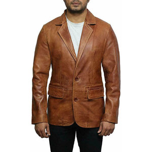 Blazer de Cuero Formal Premium con Superficie Lisa y Estilo Profesional para Hombre - Product Image 1