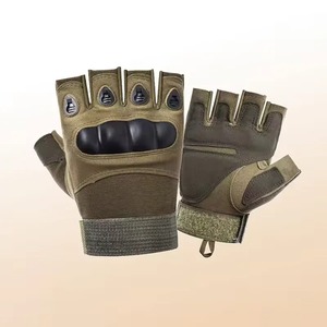 Gants tactiques en cuir demi-doigts avec fermeture auto-agrippante antidérapants pour le tir à l'air comprimé, la chasse, la randonnée, le cyclisme, la conduite et la moto - Product Image 3