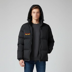 <b>Yellow</b> Men's Winter Hooded Waterproof <b>Puffer</b> <b>Jacket</b> Standard Insulated Style High Street Front Logo Streetwear Outerwear Drum - Product Image 1