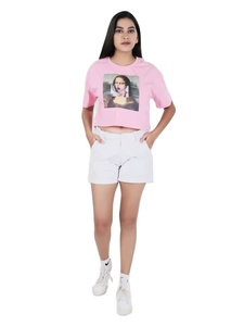 เสื้อเอวลอยสำหรับผู้หญิงเสื้อยืดผ้าฝ้ายแขนสั้นเซ็กซี่สีพื้นเสื้อยืดผู้หญิงแบบลำลอง - Product Image 2