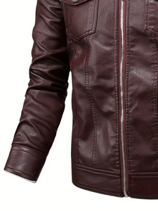 Veste en cuir de qualité supérieure avec poignets en fausse fourrure douce et style moderne pour l'hiver - Product Image 3
