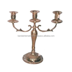Portavelas de tres luces de latón de alta calidad con acabado dorado para decoración del hogar y la Oficina para Navidad - Product Image 4