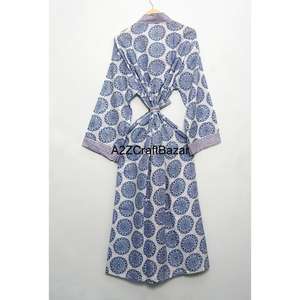 Bata Kimono Ecológica 100% Algodón Lavable Suave con Cuello en V y Cordón, Estampado Floral, Mangas Tres Cuartos, Secado Rápido, Verano Invierno - Product Image 5