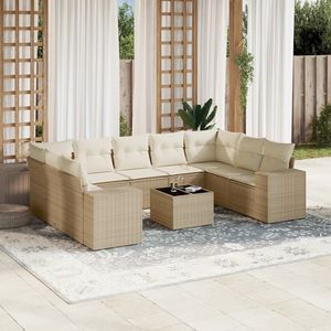 Ensemble de canapés de jardin en rotin PE beige avec structure en acier thermolaqué et verre trempé - Product Image 1