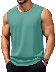 Débardeurs d'été sans manches pour hommes – Débardeur décontracté en coton respirant pour la gym, l'entraînement et la course – T-shirts de sport à bords coupés - Product Image 1