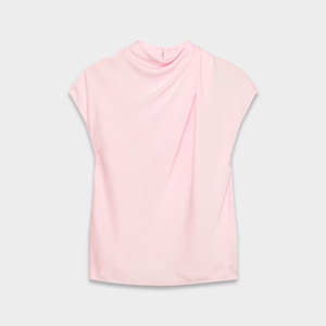 Customized Women's Loose Summer Autumn Draped Cowl Neck Ribbed Knit Breathable Sleeveless Cap Sleeve Wrap <b>Blouse</b> Tops For Women - Product Image 3