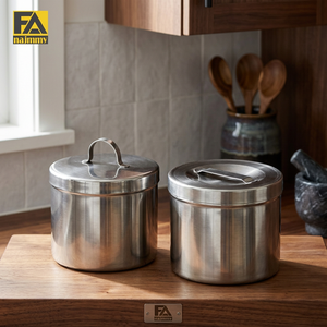Tarro de almacenamiento de acero inoxidable Najmmy con tapa y asa para uso en la cocina, logotipos personalizados - Product Image 2