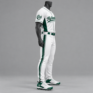 Fly Humble Baseball Jersey Men's <b>White</b> <b>Red</b> <b>Stripe</b> Short Sleeve Button Front Moisture Wicking Sportswear Uniform wholesale - Product Image 5