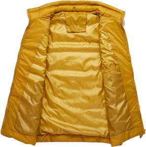 Gilet matelassé sans manches pour homme, couleur moutarde, avec fermeture éclair frontale, coupe-vent, décontracté, col montant, pour l'automne - Product Image 2