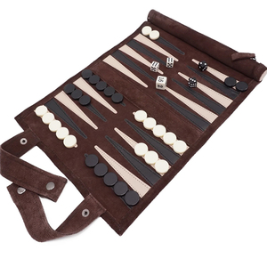 OEM Custom Leather Durable <b>Backgammon</b> Board Game Premium Foldable <b>Set</b> Checkers Dice Soft Interior Party Wholesale Prices - Product Image 4