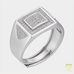 Bague Chevalière Rectangulaire de Luxe en Argent Sterling 925 avec Diamant Moissanite et Double Bordure pour Grossiste en Bijoux - Product Image 6