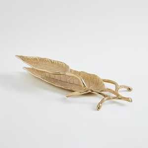 Plateau décoratif en forme de feuille d'or, plat de service en céramique, plat de table vintage pour la maison, les fêtes et la cuisine - Product Image 4