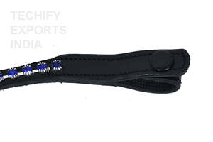 Frontal de cheval haut de gamme en cuir noir avec strass en cristal bleu, frontal incurvé pour bride anglaise, équipement équestre - Product Image 5