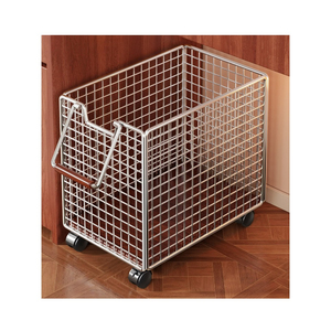 Stylish Metal <b>Laundry</b> <b>Basket</b> Wire Storage Bin For Bathroom Bedroom And Use Hotel Bathroom & Bedroom Storage Organizer - Product Image 5
