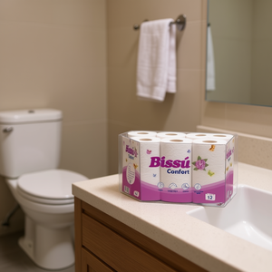 Rouleaux de papier toilette Biss Confort, 12 unités, pack souple pour usage en salle de bain - Product Image 3