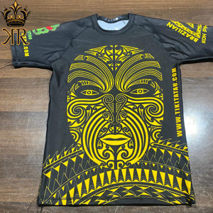 Vente en gros OEM BJJ MMA Rash Guard Premium Noir Multicolore Manches Courtes - Product Image 4