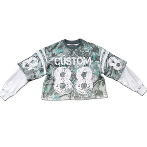 Casual Camo Football Jersey for Men Long Sleeve Oversized Graphic T Shirt Streetwear Fashion Top - Product Image 3