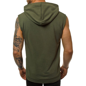 Wholesale Blank Sleeveless <b>Zip</b> Up Hoodie For Men Fashion Streetwear Gym Workout Sleeveless Hoodie For Fitness Training - Product Image 3