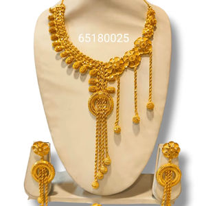 Ensemble collier et boucles d'oreilles en or plaqué diamant de 6 grammes pour femmes africaines, pour fiançailles et mariages, AWAIS HOUSE - Product Image 1