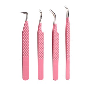 Pince à cils rose de haute qualité avec logo personnalisé, pince à cils rose à prise diamantée - Product Image 1