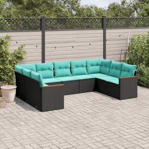 Conjunto de Sofás para Patio en Negro y Azul, Colección de Muebles Elegantes para Exteriores - Product Image 1