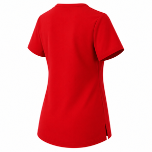 Haut de blouse médicale pour femme, extensible, col en V, manches courtes, avec poche poitrine, uniforme de travail, vente en gros - Product Image 4
