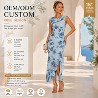 Robe longue florale sexy à col halter pour femme, imprimé personnalisé, dos ouvert élégant, ourlet queue de poisson, robe de soirée