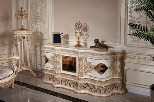 Ensemble de canapés Chesterfield en teck massif de luxe royal, style moderne du milieu du siècle, 8 places, table basse en velours sculpté doré, console - Product Image 6