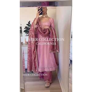 Conjunto de Vestido Anarkali con Dupatta y Pantalones Plazzo para Fiestas, Ropa India y Pakistaní - Product Image 4