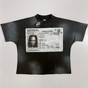 Camiseta de algodón con cuello redondo estilo HipHop de verano Y2K, elementos de moda urbana, camiseta holgada de manga corta para parejas - Product Image 1