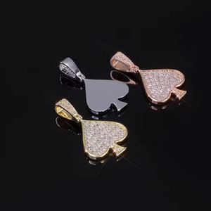 Gold Plated Charms <b>Hearts</b> Pendant Full Zircon Luxury Poker <b>Card</b> <b>Heart</b> Shape Pendant Hip Hop Jewelry - Product Image 4