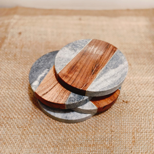 Handcrafted Wooden & Marble <b>Coaster</b> Set – Luxury <b>Drink</b> <b>Coasters</b> for Gifting, Home Décor, Hotel & Restaurant Use (Set of 4) - Product Image 3