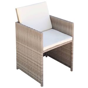 2-Piece <b>Beige</b> Poly Rattan Patio Chairs with <b>Cushions</b> and Pillows Outdoor Patio Furniture Set - Product Image 2