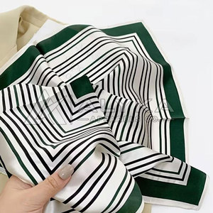 Custom Design Luxury Medium Bandana Premium Quality Outdoor Fishing Unisex Square <b>Silk</b> Scarf Bows Pattern <b>Green</b> White Digital - Product Image 6