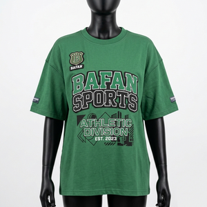 T-shirt oversize pour femme, 260 GSM, mélange de coton premium, vert, impression graphique sportive, logo personnalisé - Product Image 6