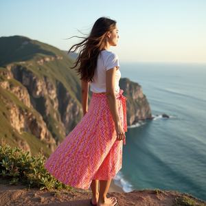 Falda envolvente sostenible y sofisticada transpirable, suave, elegante, impresionante Bazar Rosa melocotón para mujer - Product Image 3