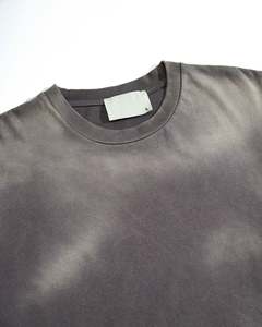 Camisetas de Algodón Jersey 100% OEM, de Peso Pesado, Lisas, Personalizadas, con Logotipo Frontal Lavado al Ácido, Estilo Vintage, para Hombre, Manga Corta, Desgastadas, Efecto Descolorido por el Sol - Product Image 4