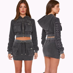 Conjunto de Pantalones Cortos Formales de Algodón 100% con Cuello Alto Reversible para Mujer, Diseño Personalizado con Logotipo, Novedad de Otoño, Sudadera Holgada de Manga Larga - Product Image 5