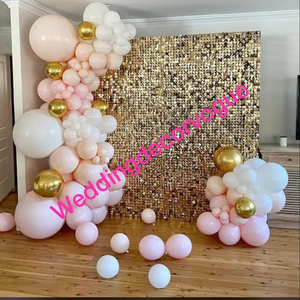 Sparking <b>Decorative</b> Wind Activate Panel Wedding Event Festival <b>Decoration</b> Stunning Gold Mirror Sequin Shimmer Wall Backdrop - Product Image 6
