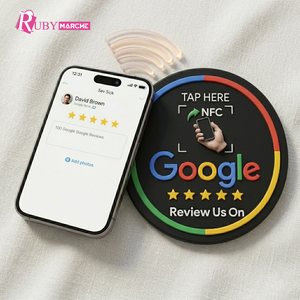 Support NFC de table rond en PVC pour avis Google – Affichage intelligent pour l'amélioration de la réputation des entreprises - Product Image 1