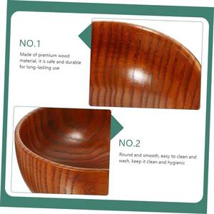 ชามไม้เนื้อแข็งพรีเมียม ชามไม้ทำมือสำหรับเสิร์ฟสลัด ผลไม้ ตกแต่งเคาน์เตอร์ครัว ของตกแต่งกลางโต๊ะ - Product Image 3