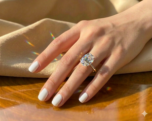 Anillo de Compromiso Solitario Vintage con Diamante Cultivado en Laboratorio de Corte Ovalado de 2.50 Ct, Anillo de Boda con Halo Oculto Certificado por IGI para Mujer, Oro Amarillo de 18K - Product Image 5