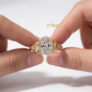 Stunning Trendy Oval Cut <b>Engagement</b> <b>Ring</b> <b>Nature</b> <b>Inspired</b> Design Lab Grown 14K White Gold Women's Wedding Anniversary Bridal - Product Image 1