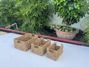 Juego de 3 Cestas Ecológicas con Estructura de Hierro, Tejidas a Mano con Mimbre y Jacinto de Agua - Product Image 5